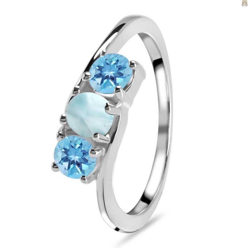 Close Out Larimar & Blue Topaz Ring
