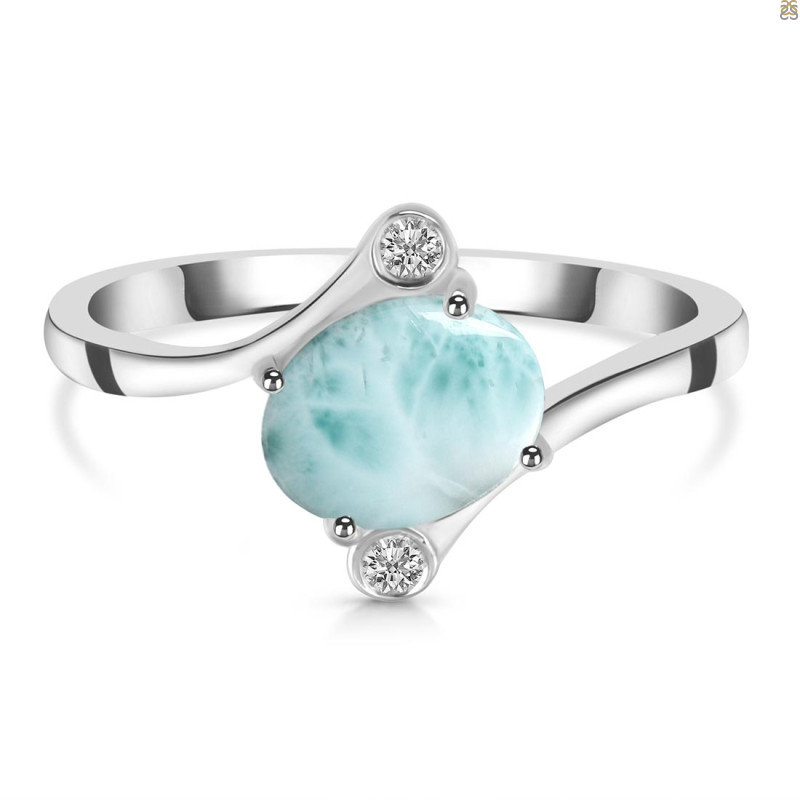 Close Out Larimar & White Topaz Ring LAR-CO-RDR-2275.