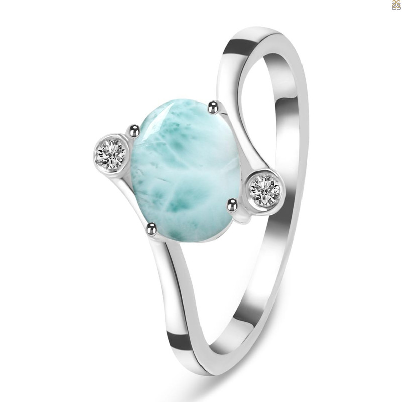Close Out Larimar & White Topaz Ring