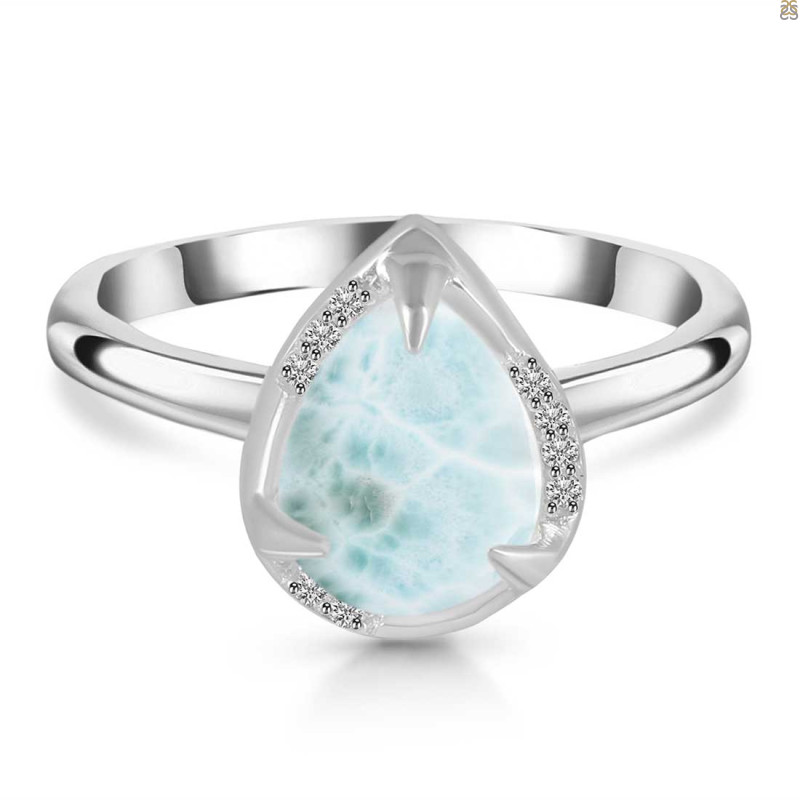 Close Out Larimar & White Topaz Ring LAR-CO-RDR-3236.