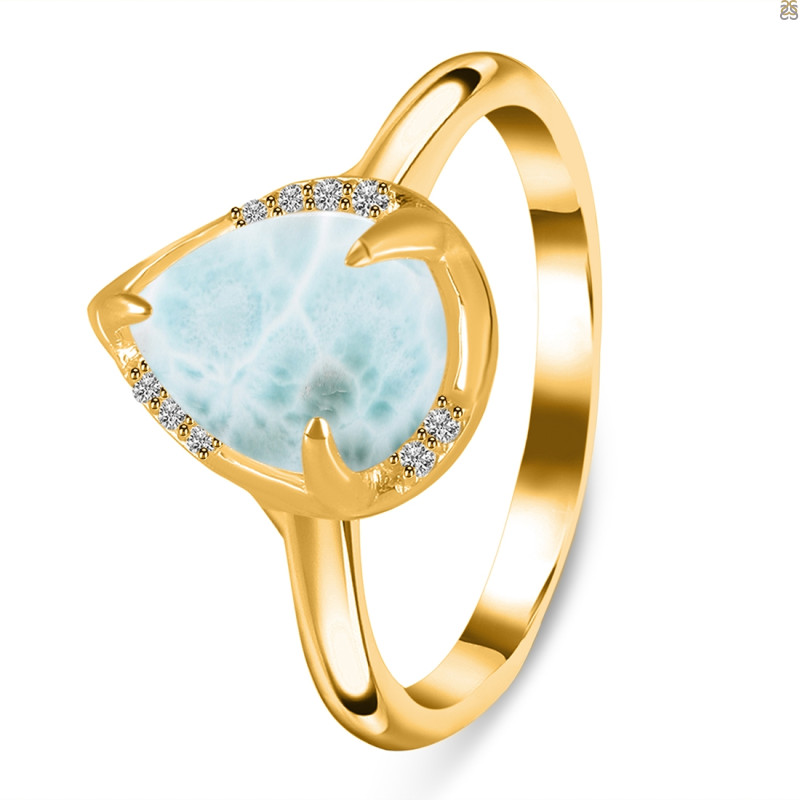 Close Out Larimar & White Topaz Ring LAR-CO-RDR-3236.