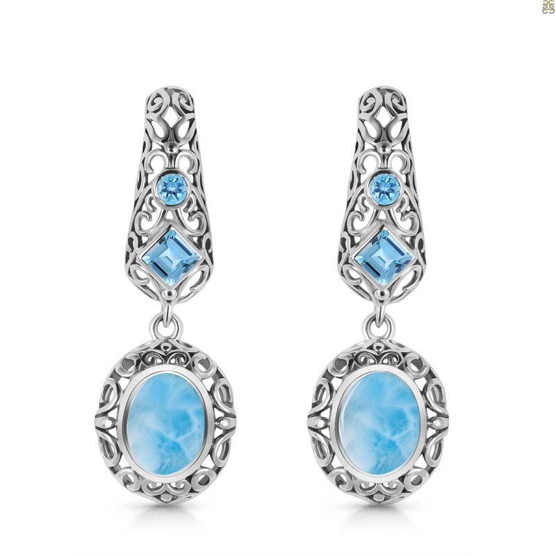 Larimar & Blue Topaz Earring LAR-RDE-109.