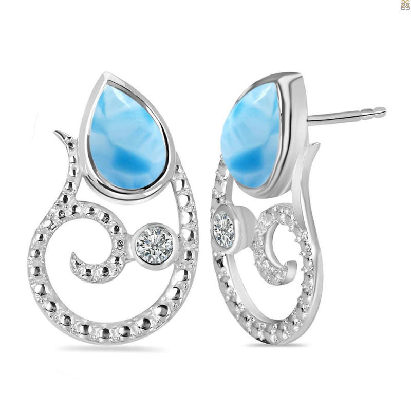 Larimar & White Topaz Stud Earring