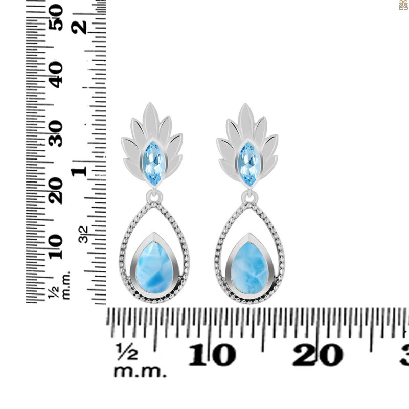 Larimar & Blue Topaz Earring LAR-RDE-57.