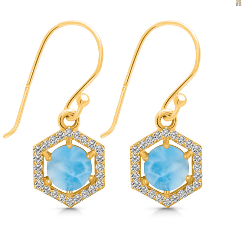 Larimar & White Topaz Earring LAR-RDE-701.