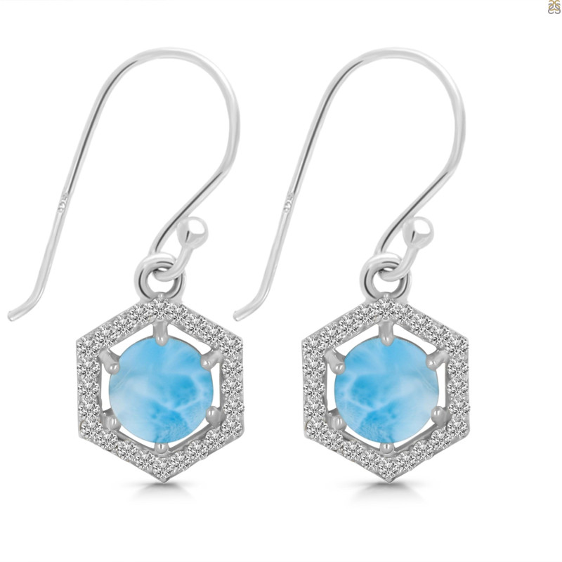 Larimar & White Topaz Earring LAR-RDE-701.