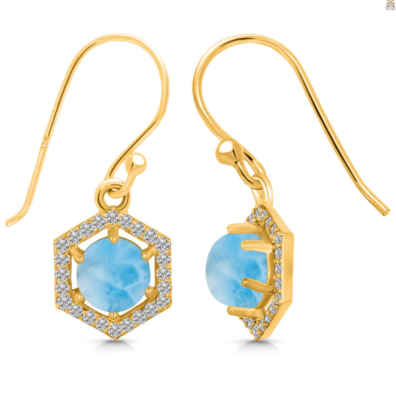 Larimar & White Topaz Earring LAR-RDE-701.