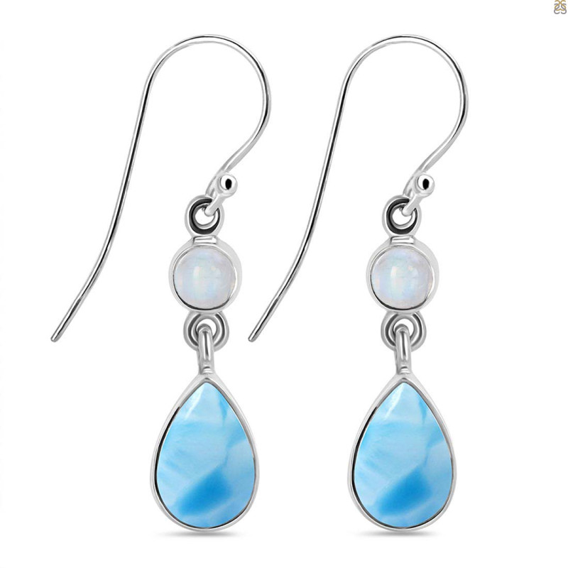 Larimar & Moonstone Earring LAR-RDE-801.