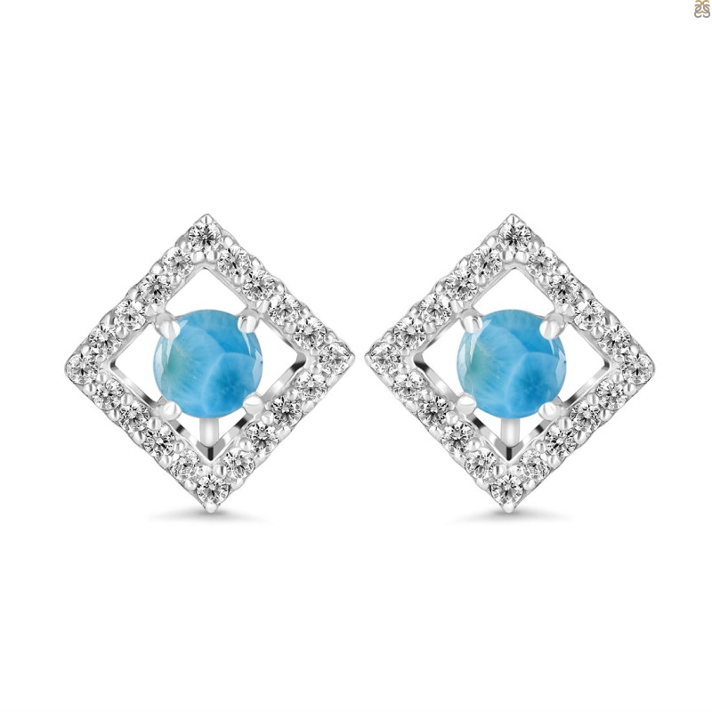 Larimar & White Topaz Stud Earring LAR-RDE-847.