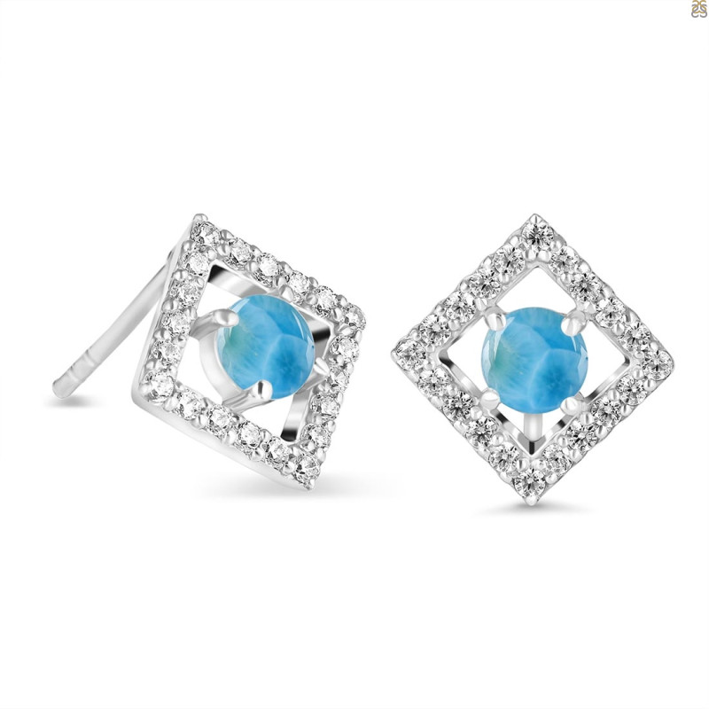 Larimar & White Topaz Stud Earring