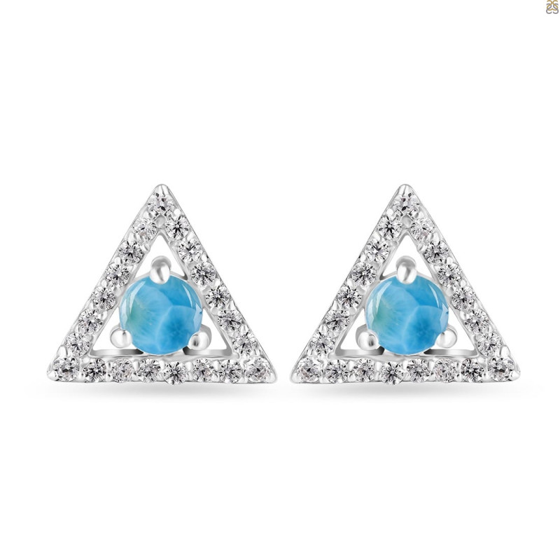 Larimar & White Topaz Stud Earring LAR-RDE-848.