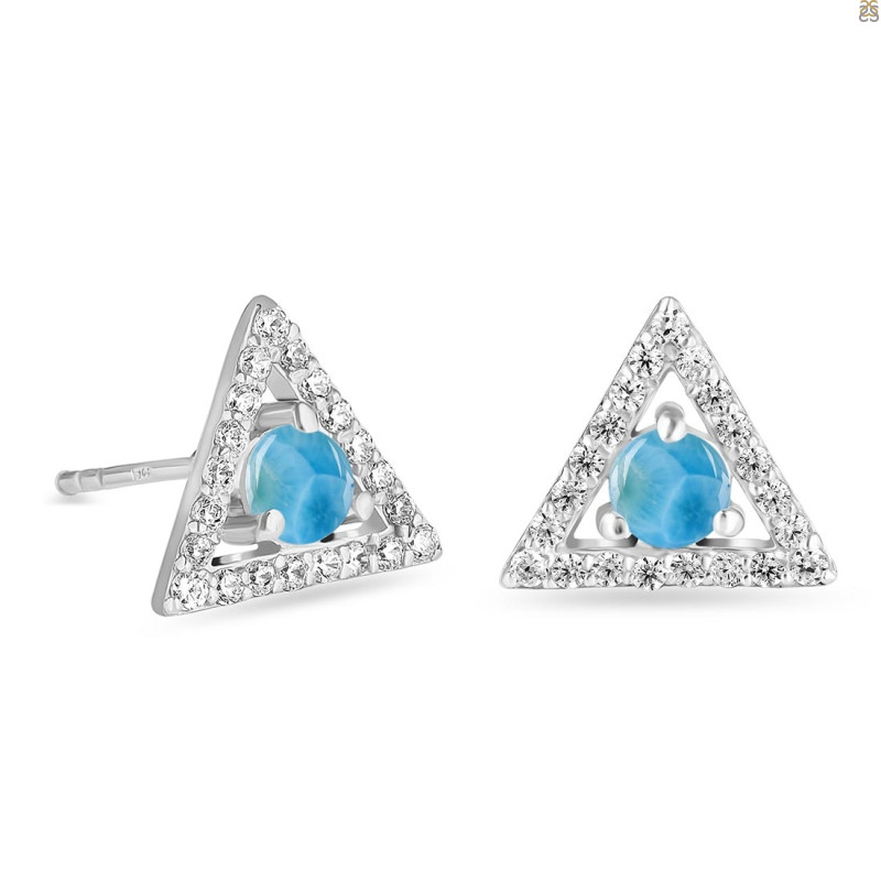 Larimar & White Topaz Stud Earring