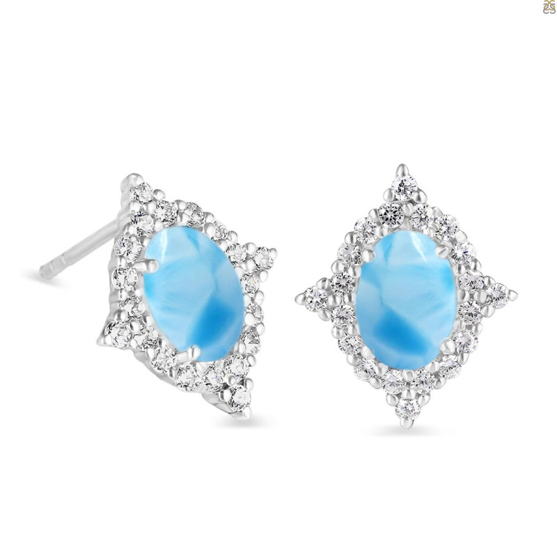 Larimar & White Topaz Stud Earring