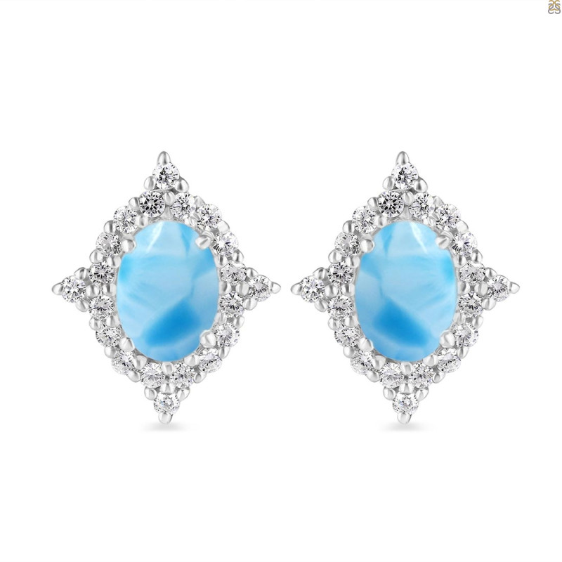 Larimar & White Topaz Stud Earring LAR-RDE-849.
