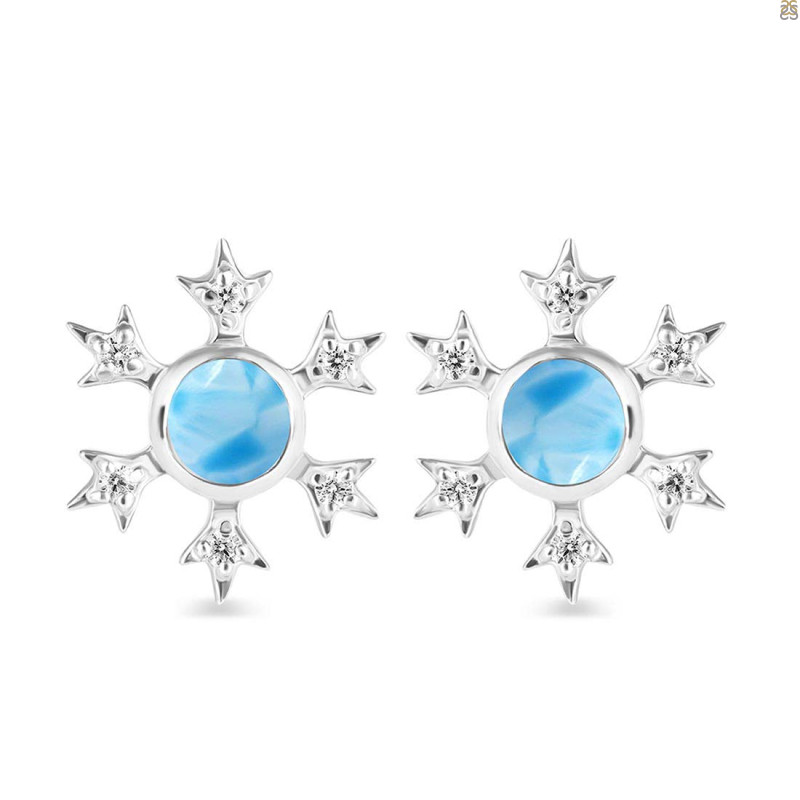 Larimar & White Topaz Stud Earring LAR-RDE-854.