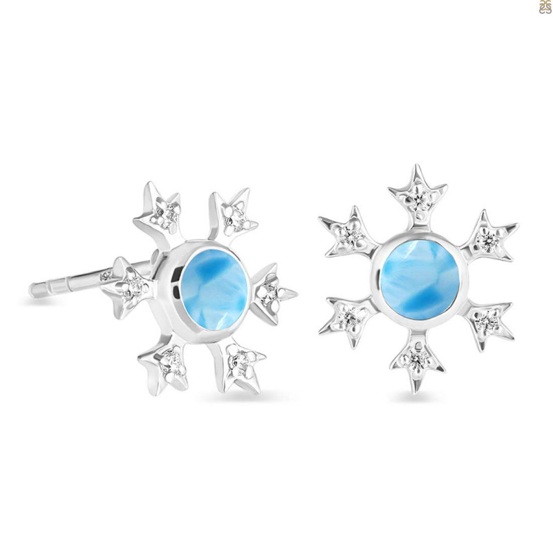 Larimar & White Topaz Stud Earring