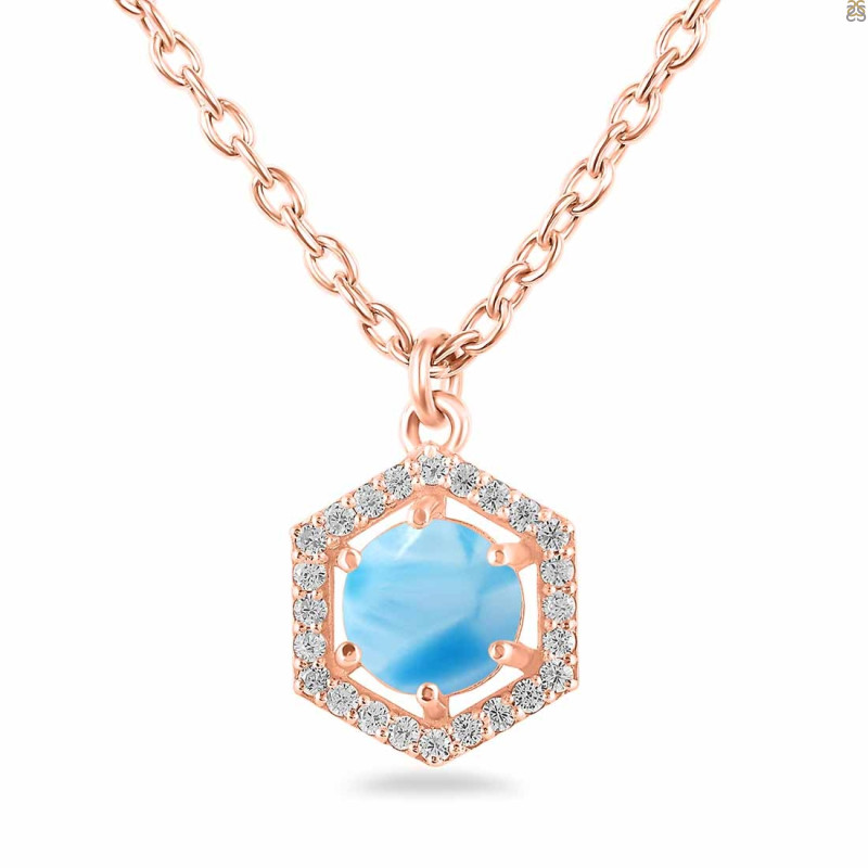 Larimar & White Topaz Necklace With Slider Lock LAR-RDN-69.