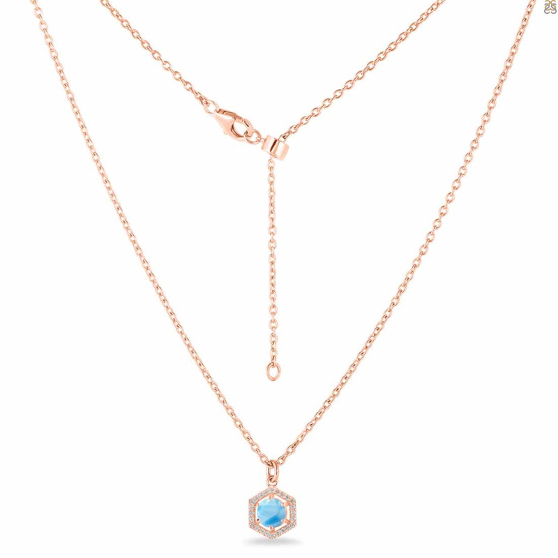 Larimar & White Topaz Necklace With Slider Lock LAR-RDN-69.