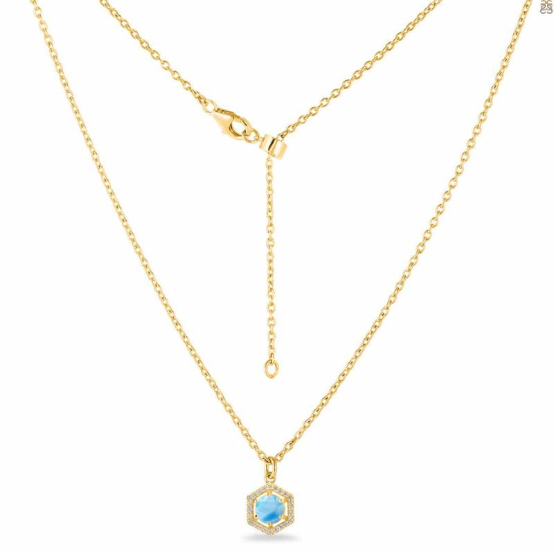 Larimar & White Topaz Necklace With Slider Lock LAR-RDN-69.