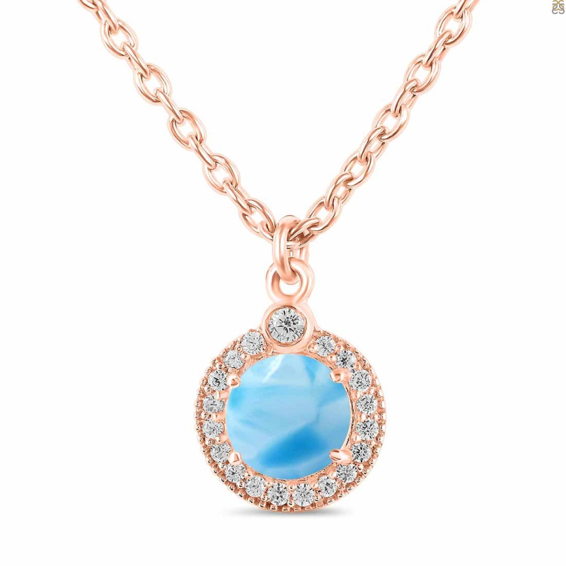 Larimar & White Topaz Necklace With Slider Lock LAR-RDN-72.