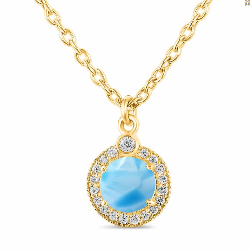 Larimar & White Topaz Necklace With Slider Lock LAR-RDN-72.
