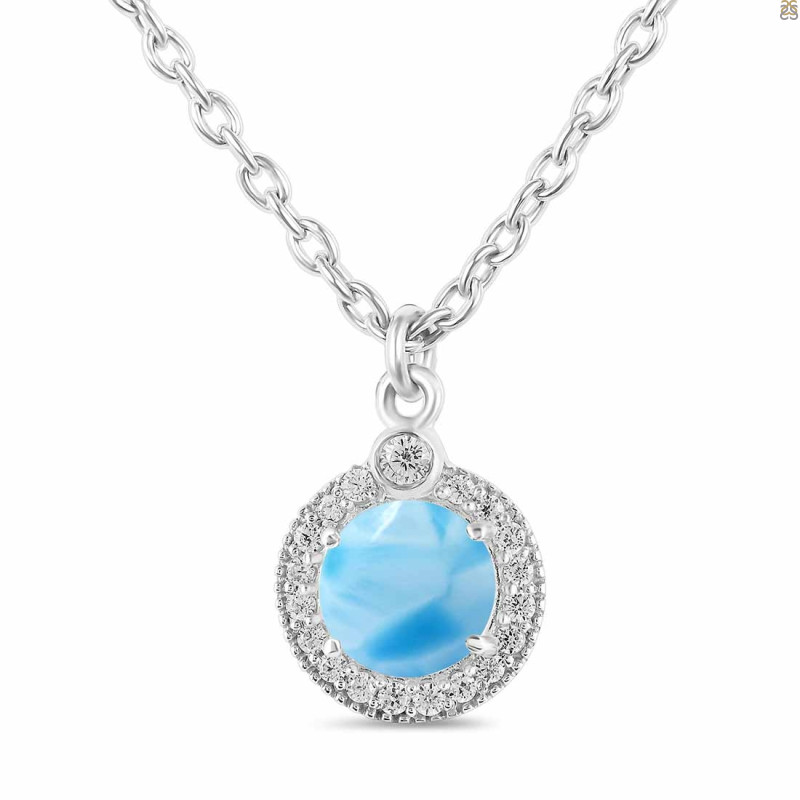 Larimar & White Topaz Necklace With Slider Lock LAR-RDN-72.