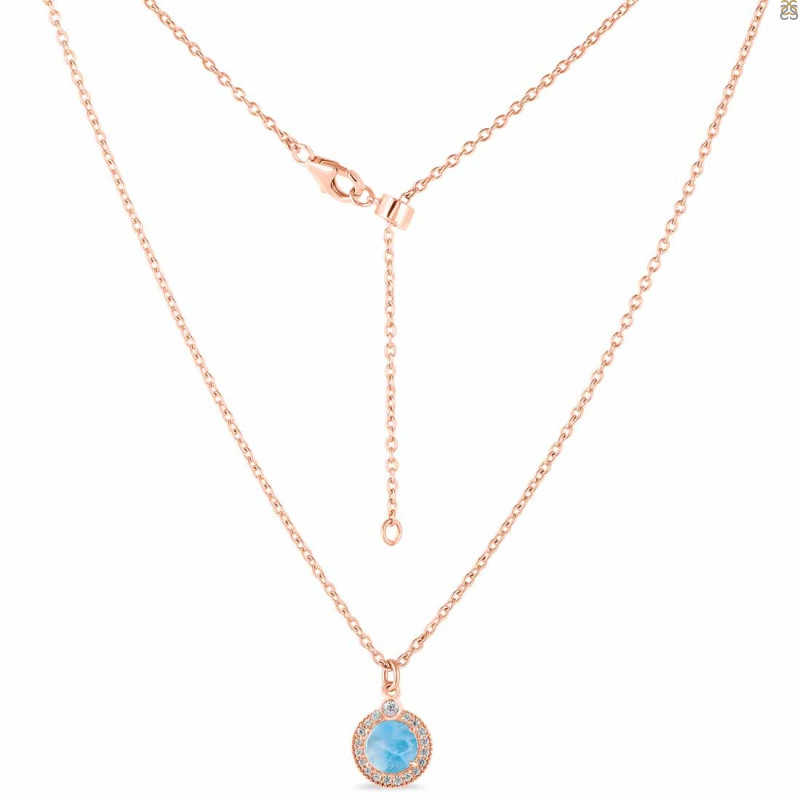 Larimar & White Topaz Necklace With Slider Lock LAR-RDN-72.