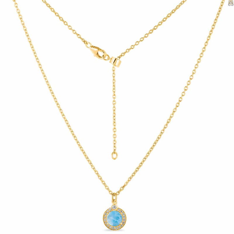 Larimar & White Topaz Necklace With Slider Lock LAR-RDN-72.