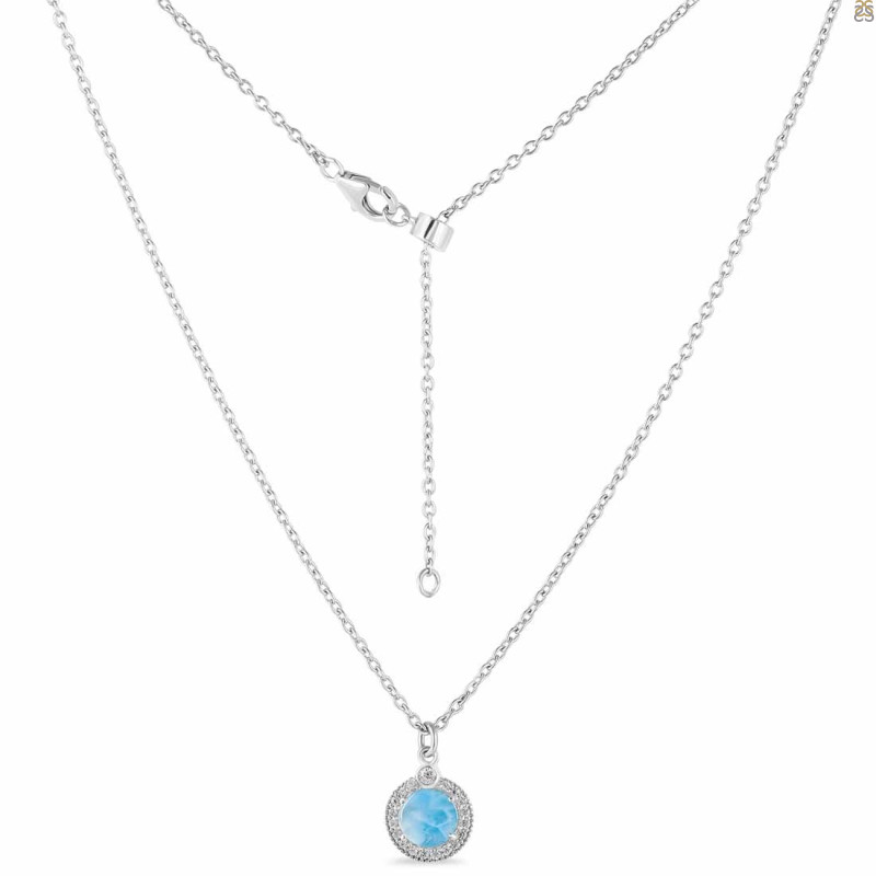 Larimar & White Topaz Necklace With Slider Lock