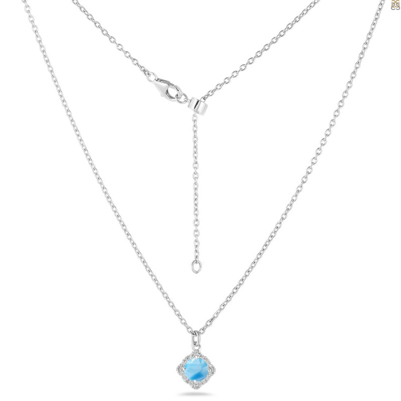 Larimar & White Topaz Necklace With Slider Lock