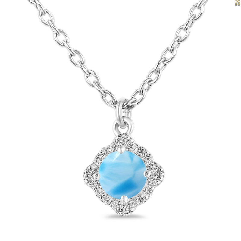 Larimar & White Topaz Necklace With Slider Lock LAR-RDN-74.