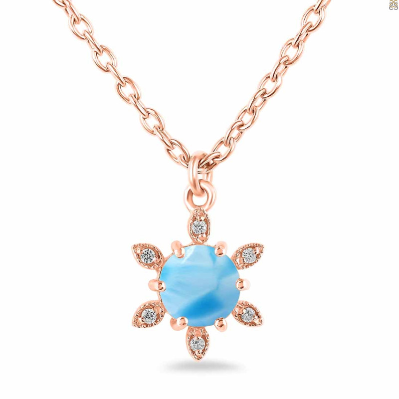 Larimar & White Topaz Necklace With Slider Lock LAR-RDN-75.