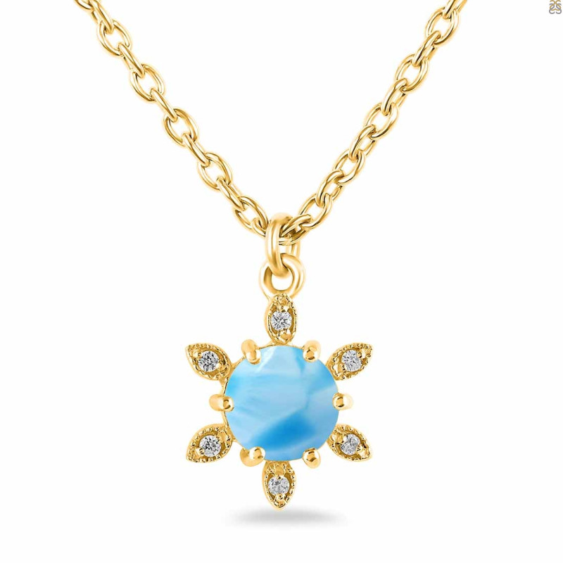 Larimar & White Topaz Necklace With Slider Lock LAR-RDN-75.