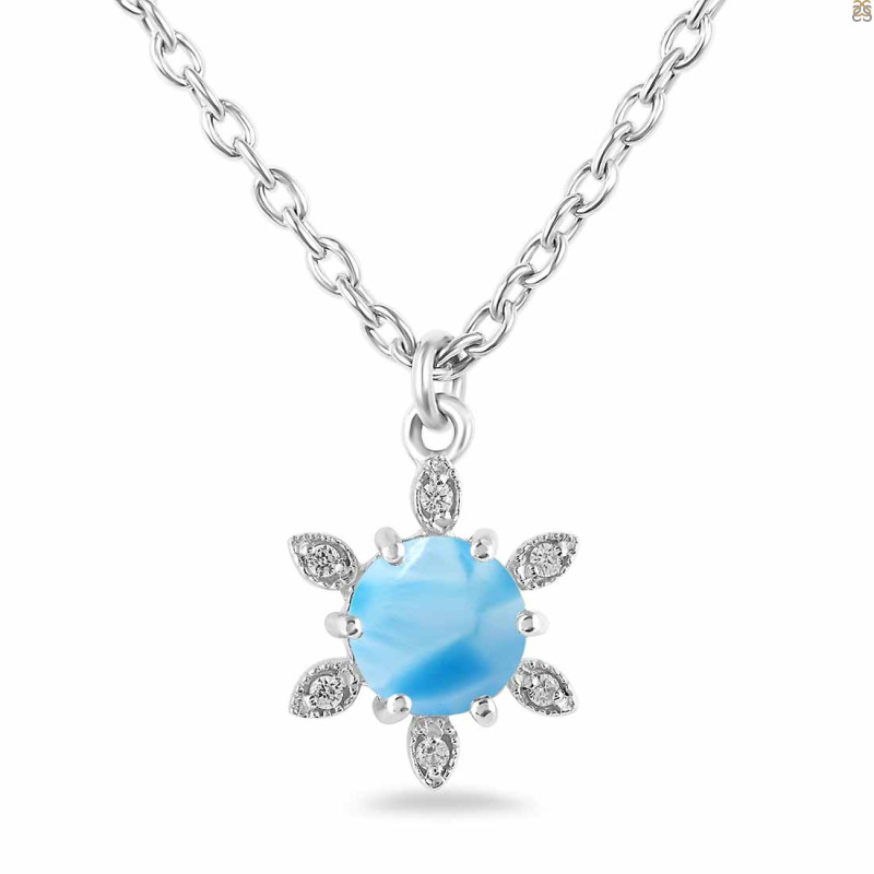 Larimar & White Topaz Necklace With Slider Lock LAR-RDN-75.