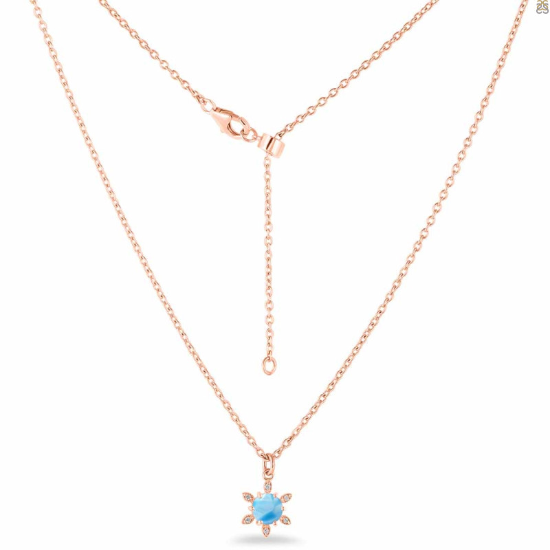 Larimar & White Topaz Necklace With Slider Lock LAR-RDN-75.