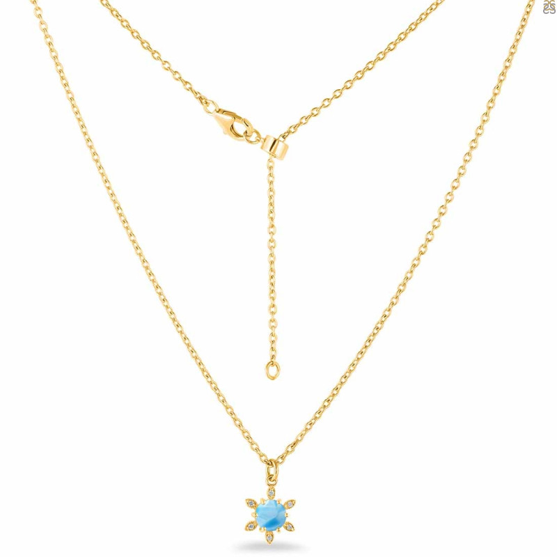Larimar & White Topaz Necklace With Slider Lock LAR-RDN-75.