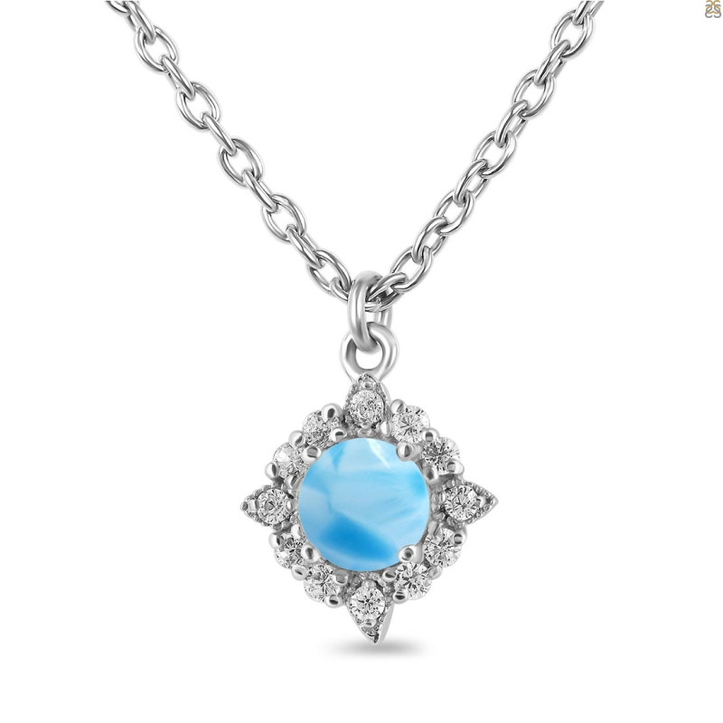 Larimar & White Topaz Necklace With Slider Lock LAR-RDN-77.