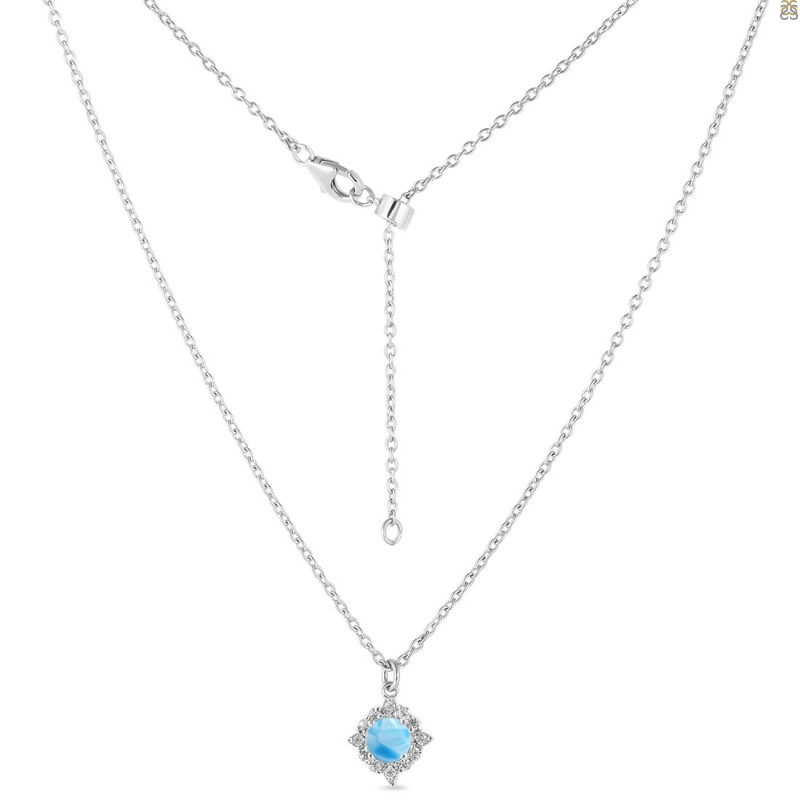 Larimar & White Topaz Necklace With Slider Lock