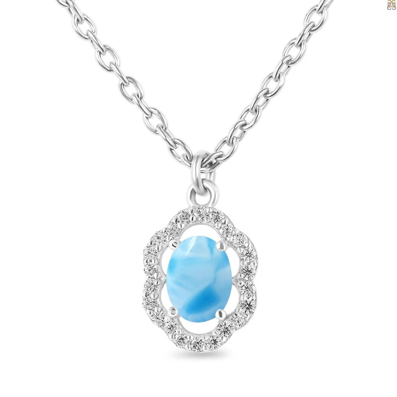 Larimar & White Topaz Necklace With Slider Lock LAR-RDN-78.
