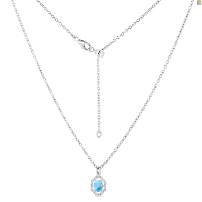 Larimar & White Topaz Necklace With Slider Lock