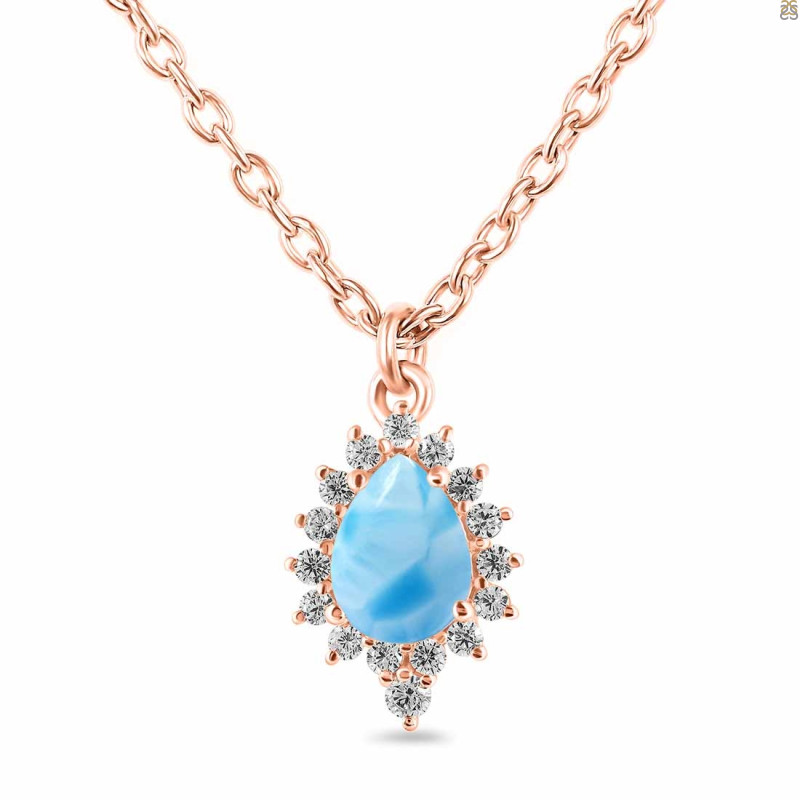 Larimar & White Topaz Necklace With Slider Lock LAR-RDN-79.