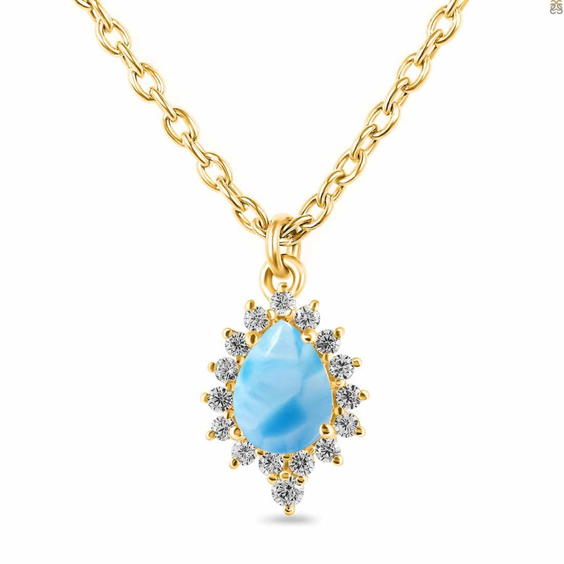 Larimar & White Topaz Necklace With Slider Lock LAR-RDN-79.