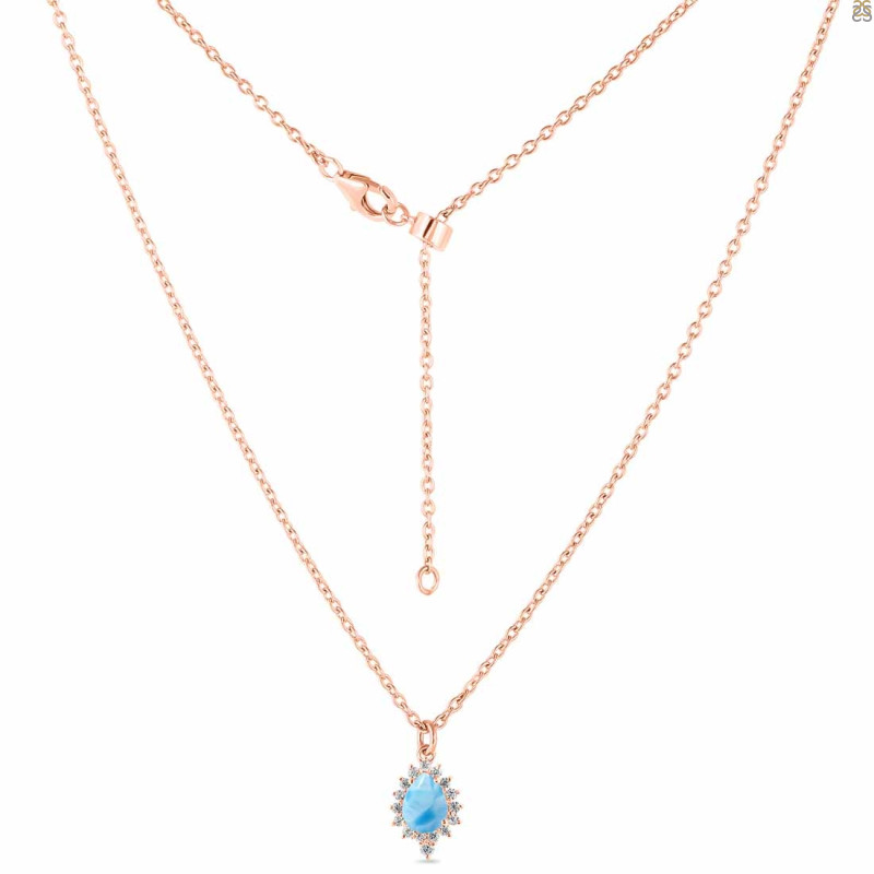 Larimar & White Topaz Necklace With Slider Lock LAR-RDN-79.