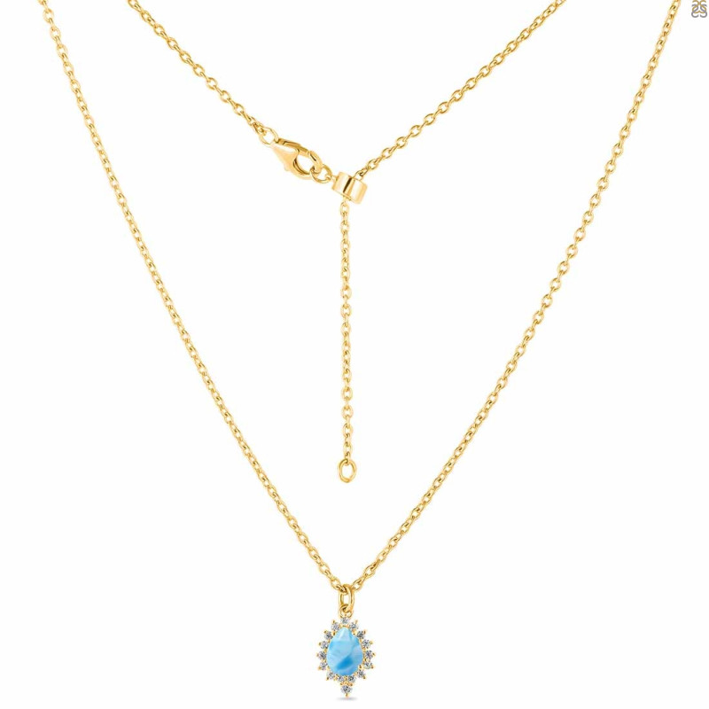 Larimar & White Topaz Necklace With Slider Lock LAR-RDN-79.