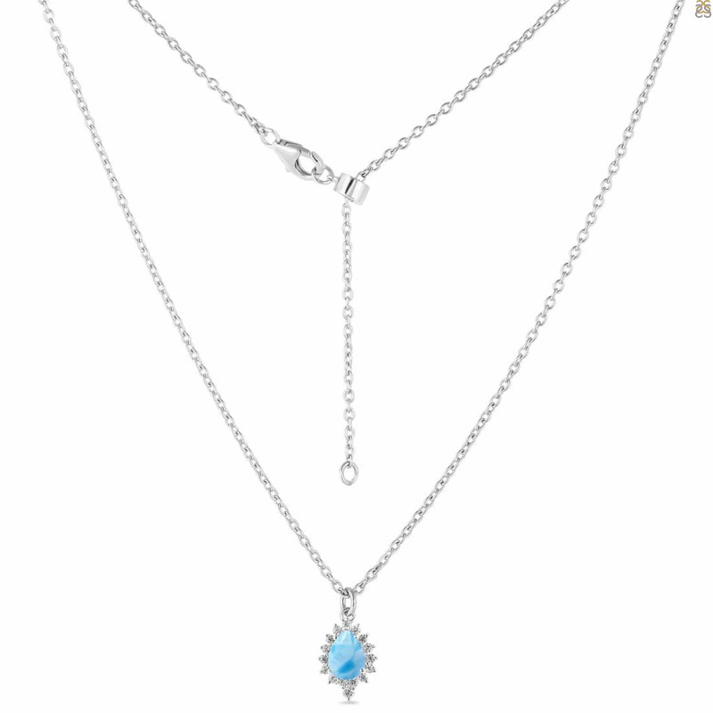 Larimar & White Topaz Necklace With Slider Lock