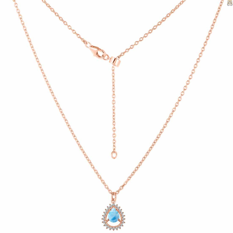 Larimar & White Topaz Necklace With Slider Lock LAR-RDN-80.