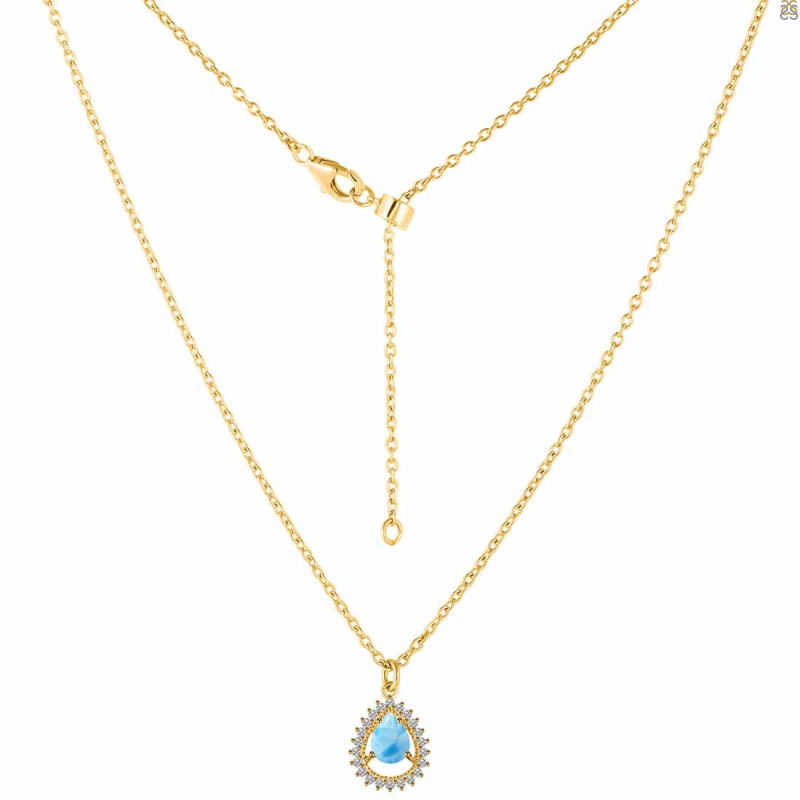 Larimar & White Topaz Necklace With Slider Lock LAR-RDN-80.