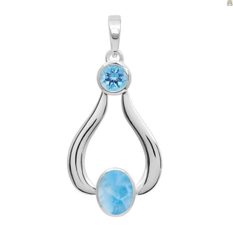 Larimar & Blue Topaz Pendant LAR-RDP-132.