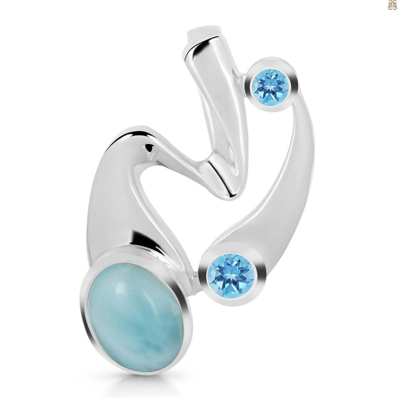 Larimar & Blue Topaz Pendant LAR-RDP-254.