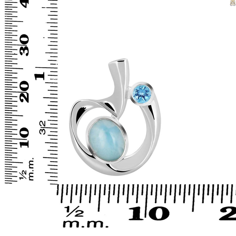 Larimar & Blue Topaz Pendant LAR-RDP-255.